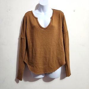 We the free distressed v neck long sleeve top sweater